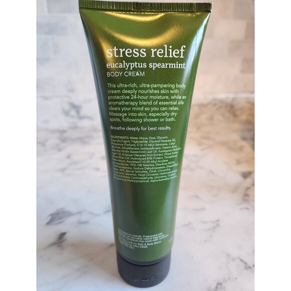 Bath & Body Works Aromatherapy Stress Relief Eucalyptus Spearmint Body Cream 8Oz - Picture 2 of 2